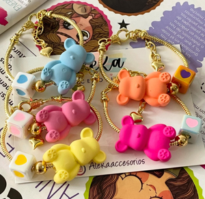 Pulsera con Cara de Oso Sonriente para las Fiestas, Accesorio Moderno para Niñas, Pulsera Ajustable como Regalo - Product Image 1