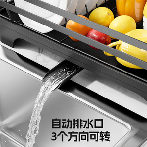 ที่คว่ำจานพร้อมถาดรองน้ำ แห้งเร็ว ขนาดใหญ่ รูปทรงสี่เหลี่ยม สำหรับวางบนเคาน์เตอร์ครัว จัดเก็บภาชนะ - Product Image 3