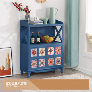 Aparador de Madera Maciza Estilo Americano para Sala de Estar, Mueble Vintage para Té, Gabinete con Cajones de Almacenamiento - Product Image 4