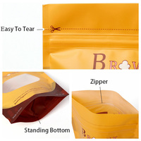 Op maat gemaakte bedrukte, voedselveilige, matte plastic stand-up pouches met ritssluiting (doypack) voor verpakkingen van biscuits, popcorn, snoep en andere snacks.