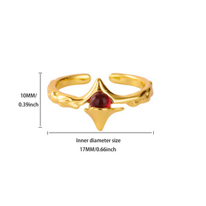 Anillo Abierto Ajustable de Acero Inoxidable con Baño de Oro de 18K, con Mariposa, Estrella, Corazón, Perla y Circonita, Joyería de Moda para Mujer - Product Image 3