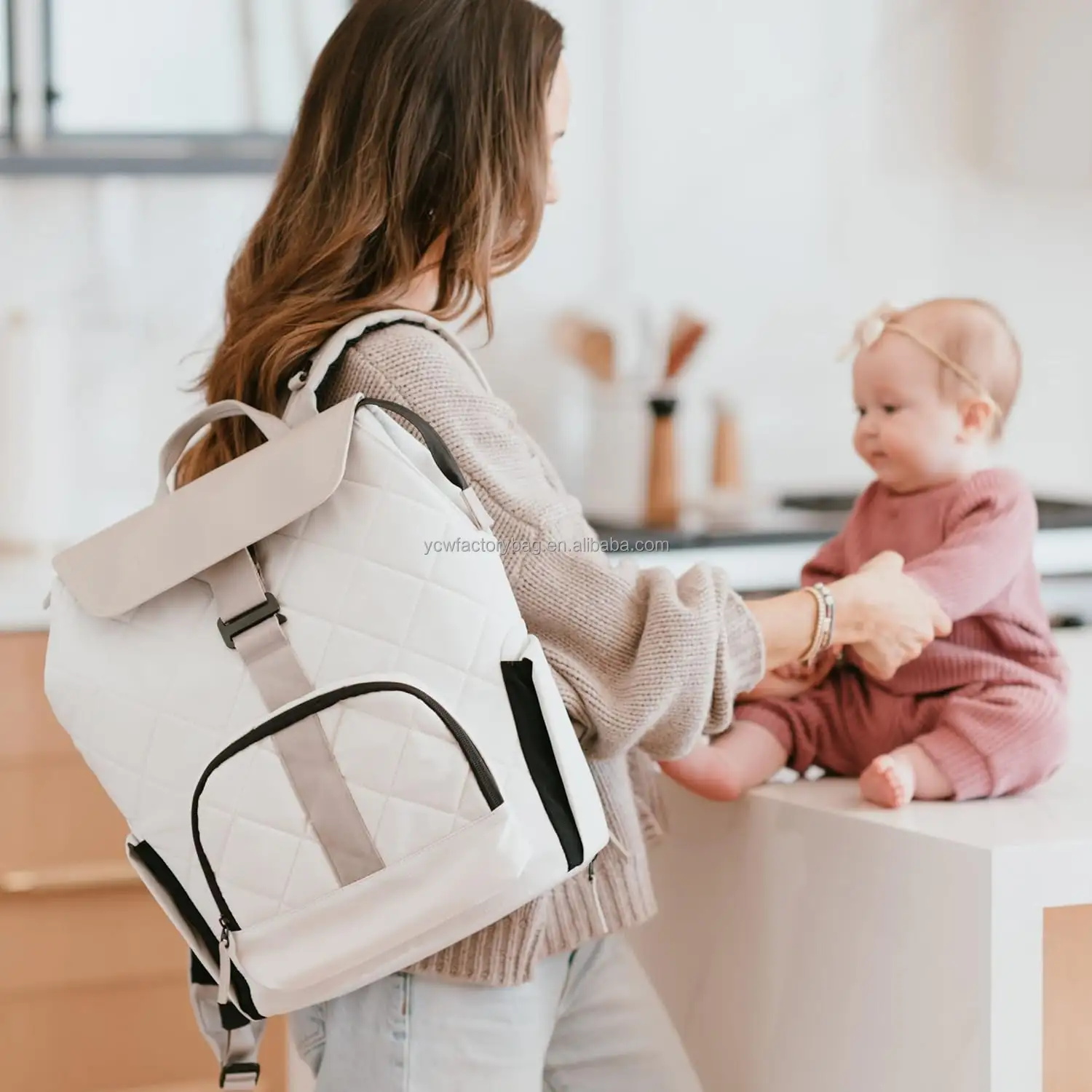 2024 mochila de fraldas acolchoadas com troca de fraldas e cama de bebê mochila de nylon leve para mulheres mochila de fraldas para mamãe