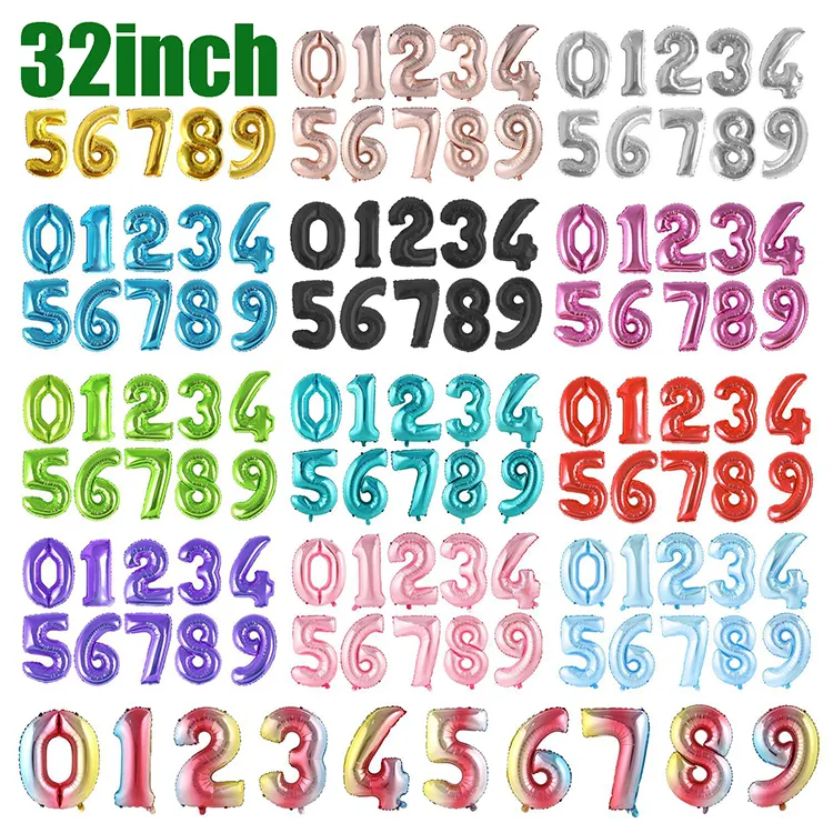 Party needs Middle size 32inch number mylar balloon for birthday new year decoration