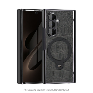เคสโทรศัพท์แบบพับได้ หนังแท้ พร้อมที่ยึดแม่เหล็ก สำหรับ Samsung Fold 6 7 8 Flip 6 7 8 - Product Image 4