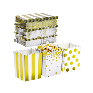 Venta al por mayor de fábrica, cajas de papel de <span class=keywords><strong>noche</strong></span> de película de grano Vertical dorado, carpeta de cubo de palomitas de maíz con parte superior abierta reutilizable, laminado mate en relieve - Product Image 1