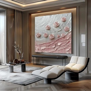 Peinture à l'huile sur toile, art mural, roses roses à vendre, fleurs roses, art texturé, peinture artisanale, décoration murale pour la maison - Product Image 5