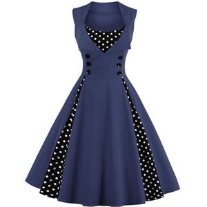 Robe mi-longue rétro vintage pour femmes Rockabilly Dot Swing <span class=keywords><strong>Pin</strong></span> <span class=keywords><strong>up</strong></span> Summer Party Dresses Elegant Tunic Casual - Product Image 4