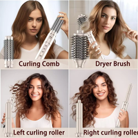 6 en 1 sèche-cheveux brosse baguette à friser cheveux Air Styling outils ensemble ionique sèche-cheveux brosse à Air chaud gauche et droite rotatif baguette à friser
