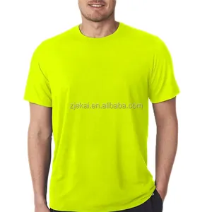 Customs Logo 100% Polyester Quick Dry Blank Neon Workwear Short Sleeve Safety Green Construction Work T Shirt