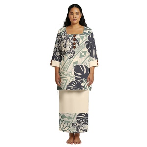 Vestidos Personalizados con Diseño Tribal Polinesio Samoano Fiyiano, Estampado Tapa, Conjuntos Largos de Fiesta para Mujer, Vestido de Dos Piezas - Product Image 1