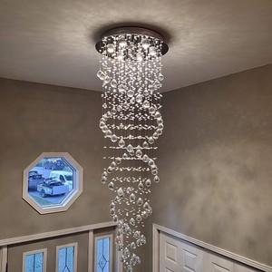 Hotel Villa Lobby K9 cristallo luce a sospensione spettacolare sfera a spirale a goccia <span class=keywords><strong>lampadario</strong></span> lungo soffitto - Product Image 1