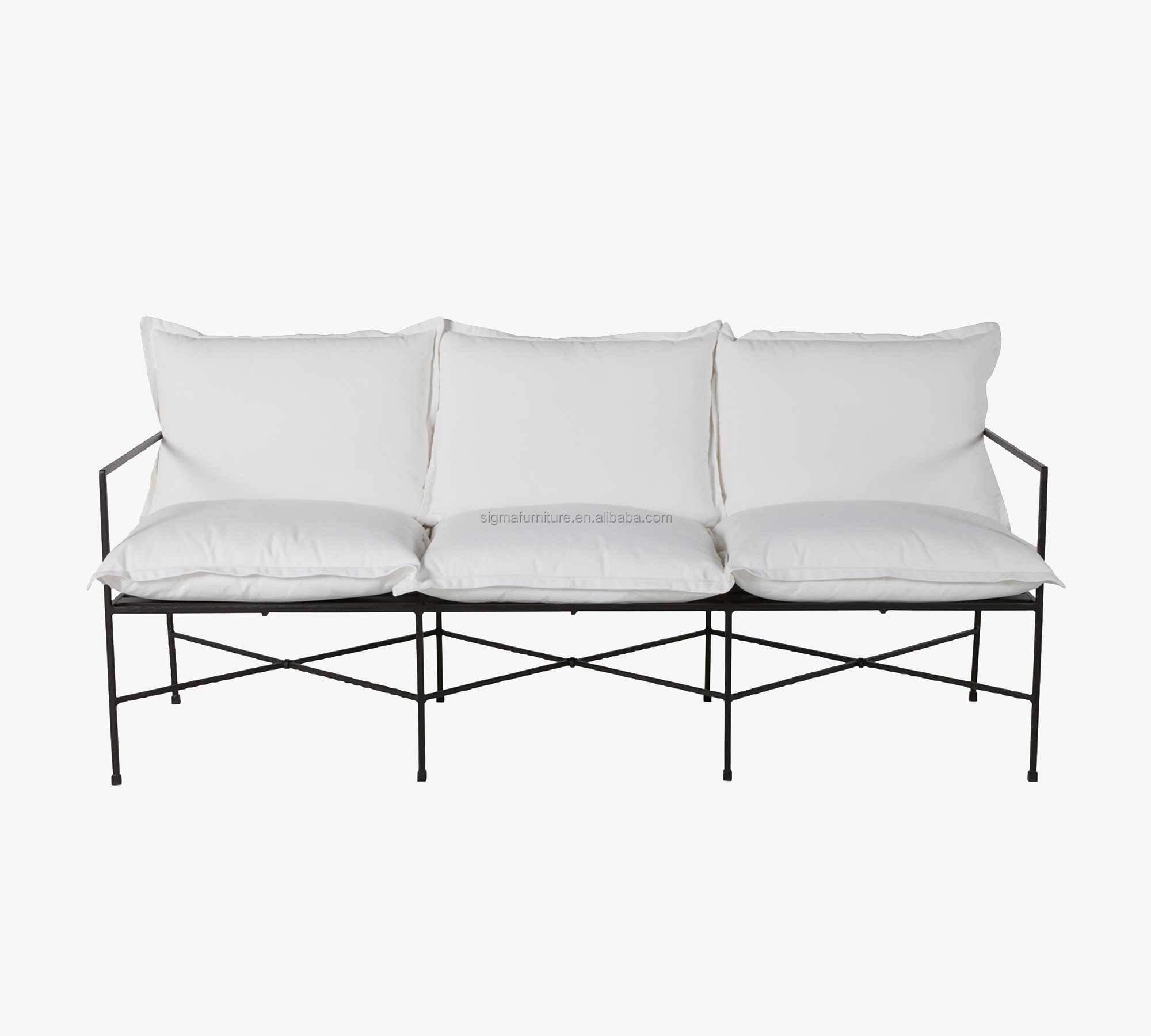 Low price customized aluminum patio 3 seat sofa metal lounge garden sofa chaise