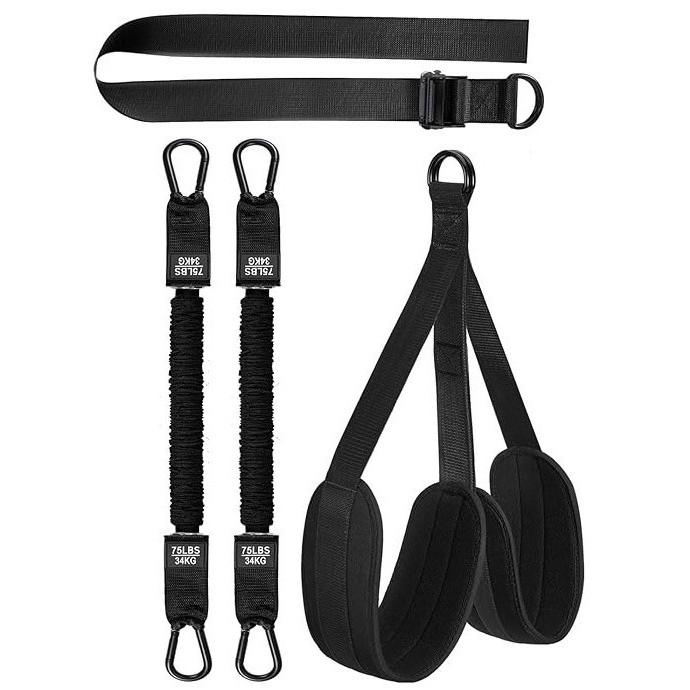 Appareil de musculation pour tractions noir avec 150 lb de traction (2 cordes)