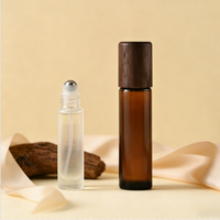Emballage d'huile de parfum 5ml 10ml 15ml, flacon en verre avec bouchon en bambou, flacon de parfum en verre de couleur personnalisée