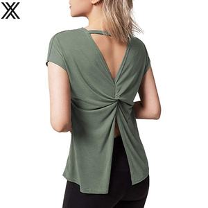 wholesale summer Open the back tie t shirt women casual t shirts woman Comfortable breathe freely - Product Image 4