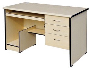 <span class=keywords><strong>Bureau</strong></span> d'ordinateur économique en mélamine pour personnel <span class=keywords><strong>avec</strong></span> <span class=keywords><strong>plateau</strong></span> pour clavier et tiroirs verrouillables - Product Image 2