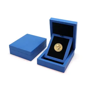 Factory In Stock Luxury Badge Box Leather Coin Box Commemorative Coin Display Box