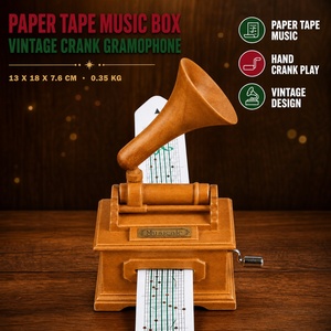 Carillon <span class=keywords><strong>a</strong></span> Manovella in Legno Stile <span class=keywords><strong>Fonografo</strong></span>, con Nastro di Carta Rotante, 18 Note, Decorazione Vintage, Regalo, Vendita all'Ingrosso - Product Image 1