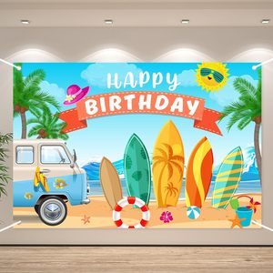 Fond de photographie personnalisable en <span class=keywords><strong>bois</strong></span> de palmier fleuri pour anniversaire hawaïen, bannière de fête de baby shower, table à gâteaux - Product Image 5