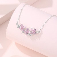 Collier Dan Jewelry en zircone cubique, argent sterling 925, motif floral rose pour femmes, cadeaux de mariage