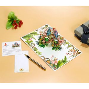 Parrot Couple Infinity Love Pop-Up 3D <b>Paper</b> Anniversary Greeting Card 4 Color Digital Printing <b>Gloss</b> Lamination for Him Her Wife - Product Image 5