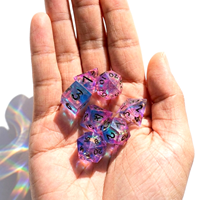 Mini Dés Polyédriques en Résine Bleu Violet Galaxy pour D&D, 1 Pièce, Peints à la Main, Écologiques, Bords Tranchants, pour Jeux de Société RPG et Fêtes