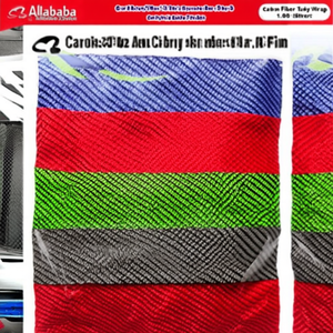 Film adhésif vinyle fibre de carbone 1,52x30M rouge pour carrosserie automobile - Product Image 2