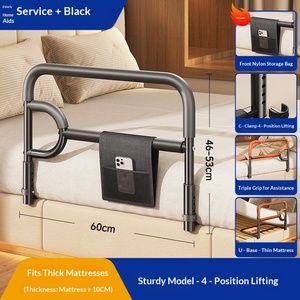 <b>Bed</b> Rails for Elderly Safety with Adjustable Heights Storage Pocket Seniors <b>Slides</b> Under Matressbed Cane Guard <b>Bed</b> Handles Bars - Product Image 5