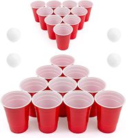 Ensemble de Beer Pong : 24 gobelets réutilisables et 4 balles de beer pong durables |   Jeu de société America 1, événements en plein air et cadeaux pour amis et famille