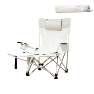 เก้าอี้พักผ่อนพับได้ น้ำหนักเบา โครงอะลูมิเนียม เก้าอี้ตกปลาแบบพกพา สำหรับตั้งแคมป์กลางแจ้ง ชายหาด สวน พร้อมที่วางเท้า - Product Image 2