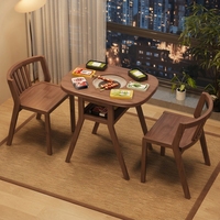 Ensemble de table à manger ovale en bois massif naturel, écologique, en bois de caoutchouc, 3 pièces, étagère de rangement, pieds inclinés, assemblé