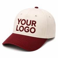 Topi Baseball Bordir Custom Logo 3D Puff Dua Warna 5 Panel Model Dad Hat Topi Personal untuk Pria Wanita Olahraga Luar Ruangan