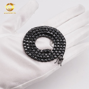 Wholesale Price <strong>Solid</strong> 925 <strong>Silver</strong> Hip Hop Jewelry Bracelet <strong>Necklace</strong> Iced Out 2 to 6.5mm Black VVS Moissanite Diamond Tennis Chain - Product Image 6
