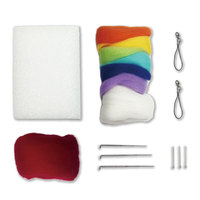 Kit complet de feutrage à l'aiguille pour débutants-Pendentif arc-en-ciel Ensemble de feutrage en laine Instructions itinérantes en laine pour la décoration intérieure DIY Craft Cross
