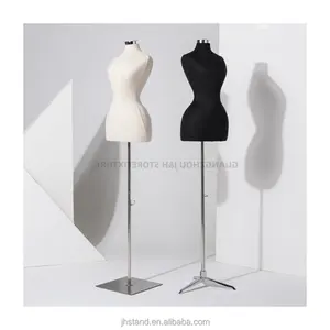 Halbkörper-Schaufenster puppe Höhen verstellbar Fiberglas Headless Hochwertige weibliche Torso-Schaufenster puppe mit Stand-Brautkleid