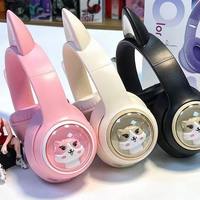 Casque audio sans fil pour enfants avec oreilles de chat mignonnes, lumière RGB, pour jeux vidéo