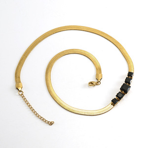 Fashion Zircon Blade Necklace 18k Gold Plated Titanium Steel Geometric Chain For Women Party Jewelry - Product Image 3
