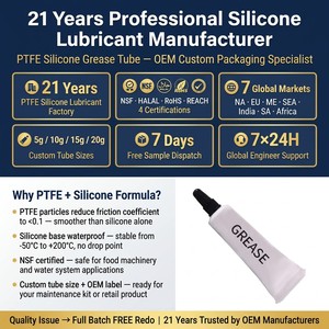 Graisse silicone PTFE NSF HALAL en tube 5g 10g 15g 20g pour moulinets de pêche, vélos, joints toriques, valves – Étiquette personnalisée, usine OEM - Product Image 4