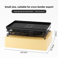 Égouttoir à vaisselle de cuisine noir double couche en métal, type colonne, démontable et non pliable, avec bac de drainage