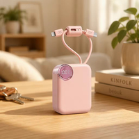 Mini batterie externe portable 10000mAh 22.5W à charge ultra-rapide avec double câble intégré, cordon et affichage numérique
