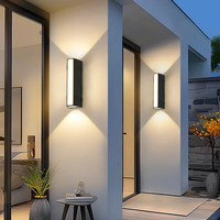 Facile à installer, lumière murale LED étanche en aluminium noir, longue bande, 10W, 16W, 20W, pour jardin