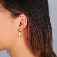 Pendientes Huggie de Plata de Ley 925 Mlluki, Chapados en Oro, con Diamantes, Hebillas Desabotonables, Cadena de Eslabones Convertible, Populares