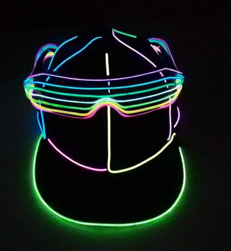 2021ขายส่งที่กำหนดเองLight Up SnapBackหมวกEl WireหมวกสำหรับSt Patrick Rave Party