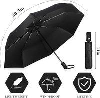 Parapluie de voyage compact anti-vent à ouverture et fermeture automatiques, pliable en 3 sections, en pongee moderne, imprimé sur mesure, prix d'usine