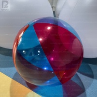 Ballon de plage gonflable transparent à blocs de couleur LED de 1 m, ballon de plage transparent pour fête au bord de la piscine/événement estival/parc aquatique/publicité