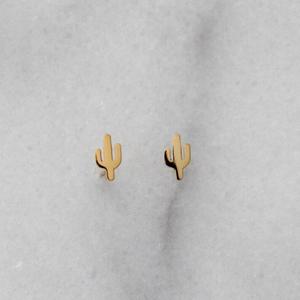 <span class=keywords><strong>Orecchini</strong></span> minuscoli <span class=keywords><strong>Cactus</strong></span> in acciaio inossidabile placcato oro piccolo Design geometrico minimalista stile carino - Product Image 3