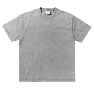 Camisetas de lavado ácido de alta calidad para hombres 100% algodón ropa de calle de gran tamaño 300GSM cuello redondo peso pesado camiseta desgastada - Product Image 2