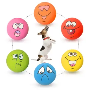 Dog Toy Squeaky Pet Funny Face Chewing Latex Rubber Soft Fetch Play Interactive Dog Balls for Puppy Small Medium Pet Dog