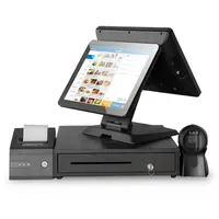 CARAV رخيصة اللمس شاشة آلة تسجيل النقود بمنافذ البيع المزدوج شاشة محطة الكل في واحد Pos نظام