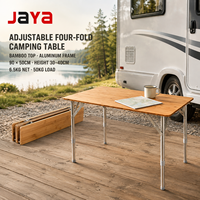 Table de camping pliable en bambou JAYA 90x50cm, réglable en quatre positions, avec structure en alliage d'aluminium, portable, pour pique-nique, camping-car et voyages en plein air